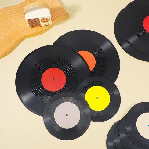 4 Pack 12in Blank Vinyl Record Decor, 8 Pack 7in Fake Vintage Record for Indie Wall Aesthetic Room Decor, 70s 80s 90s Rock & Roll Music Party, Retro Records for Home Living Room, Craft Display in Saudi Arabia