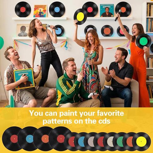 4 Pack 12in Blank Vinyl Record Decor, 8 Pack 7in Fake Vintage Record for Indie Wall Aesthetic Room Decor, 70s 80s 90s Rock & Roll Music Party, Retro Records for Home Living Room, Craft Display in Saudi Arabia
