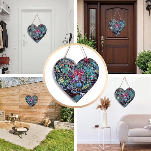 Gerrii Colorful Metal Heart Wall Decor, Floral Boho Heart Wall Art with Hanging Rope for Front Porch Bedroom Indoor Outdoor Decoration in Kuwait