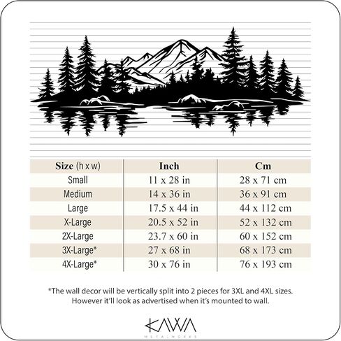 KAWA METALWORKS Mountain and Lake Metal Wall Art Decor, Forest Landscape Wall Decor for Living Room or Bedroom, Cabin Wall Hanging, Farmhouse Wall Decor, Housewarming Gift in Saudi Arabia