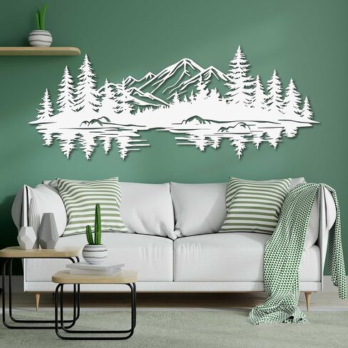 KAWA METALWORKS Mountain and Lake Metal Wall Art Decor, Forest Landscape Wall Decor for Living Room or Bedroom, Cabin Wall Hanging, Farmhouse Wall Decor, Housewarming Gift in Saudi Arabia