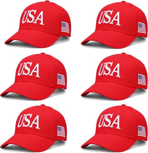 6 Pack American Flag Baseball Cap Embroidered USA Flag Hat for Men Women in Saudi Arabia