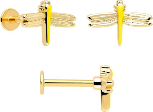 Body Candy 16G Womens 316L Stainless Steel 3Pc Ladybug Lotus Mens Labret Monroe Lip Ring Cartilage Tragus 5/16" in Kuwait