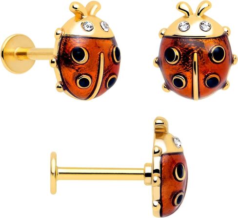 Body Candy 16G Womens 316L Stainless Steel 3Pc Ladybug Lotus Mens Labret Monroe Lip Ring Cartilage Tragus 5/16" in Kuwait