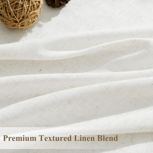 Extra Long Linen Curtains 116 Inches Long for Living Room Back Tab Sheer High Floor Ceiling Light Filtering Curtain for Bedroom Luxury Farmhouse Window Drapes 52x116 Cream Ivory Beige Natural White in Saudi Arabia