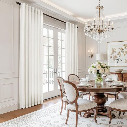 Extra Long Linen Curtains 116 Inches Long for Living Room Back Tab Sheer High Floor Ceiling Light Filtering Curtain for Bedroom Luxury Farmhouse Window Drapes 52x116 Cream Ivory Beige Natural White in Saudi Arabia