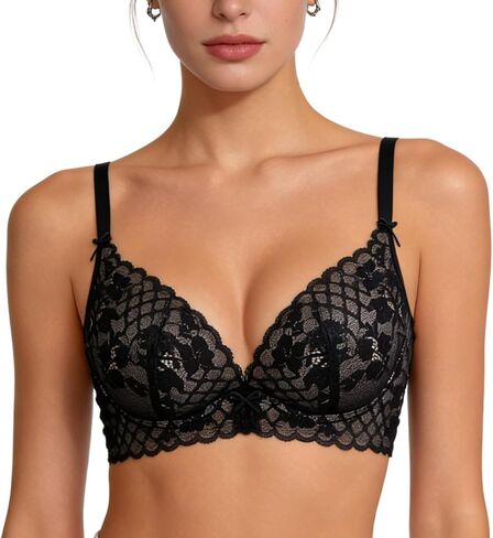 مشروط القطن الصدر هدفين Bralette اللاسلكية رقيقة جدا مثير الدانتيل، دعم لينة مبطن بخفة تنفس لكأس AAA-B in Kuwait
