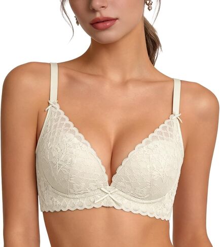 مشروط القطن الصدر هدفين Bralette اللاسلكية رقيقة جدا مثير الدانتيل، دعم لينة مبطن بخفة تنفس لكأس AAA-B in Kuwait
