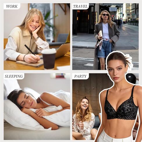 مشروط القطن الصدر هدفين Bralette اللاسلكية رقيقة جدا مثير الدانتيل، دعم لينة مبطن بخفة تنفس لكأس AAA-B in Kuwait