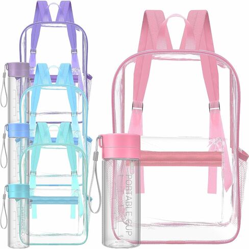 Amylove 8 Pcs Operation Christmas Items Bulk Clear Backpack PVC with Water Bottles for Kids Transparent Backpacks Heavy Duty Bookbag Set for School Classroom Students Back to School Supplies in Kuwait