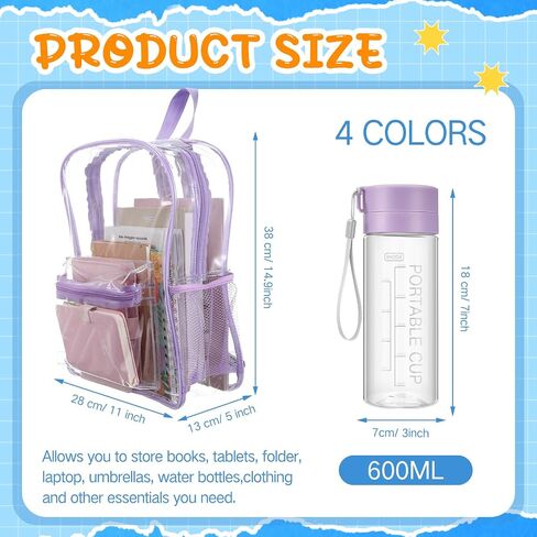 Amylove 8 Pcs Operation Christmas Items Bulk Clear Backpack PVC with Water Bottles for Kids Transparent Backpacks Heavy Duty Bookbag Set for School Classroom Students Back to School Supplies in Kuwait