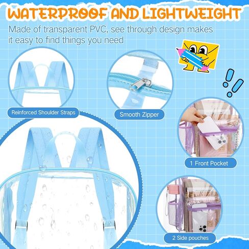 Amylove 8 Pcs Operation Christmas Items Bulk Clear Backpack PVC with Water Bottles for Kids Transparent Backpacks Heavy Duty Bookbag Set for School Classroom Students Back to School Supplies in Kuwait
