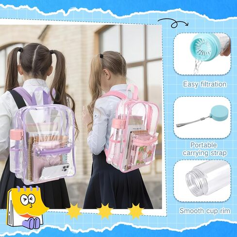 Amylove 8 Pcs Operation Christmas Items Bulk Clear Backpack PVC with Water Bottles for Kids Transparent Backpacks Heavy Duty Bookbag Set for School Classroom Students Back to School Supplies in Kuwait