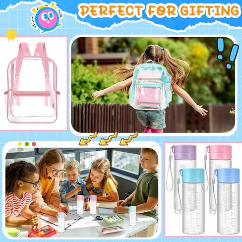 Amylove 8 Pcs Operation Christmas Items Bulk Clear Backpack PVC with Water Bottles for Kids Transparent Backpacks Heavy Duty Bookbag Set for School Classroom Students Back to School Supplies in Kuwait