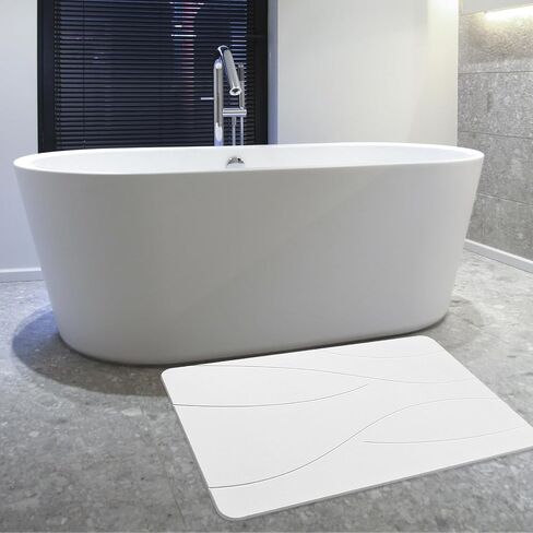 32"x20" Stone Bath Mat, Diatomaceous Earth Shower Mat, Non-Slip Super Absorbent Quick Drying Bathroom Floor Mat, Natural, Easy to Clean (Milky White) in Saudi Arabia