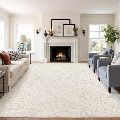 Pauwer Area Rugs for Living Room 9x12, Machine Washable Non Slip Neutral Boho Modern Rug, Soft Fluffy Carpet for Bedroom Dining Room Nursery Office Indoor Farmhouse, Beige in Saudi Arabia