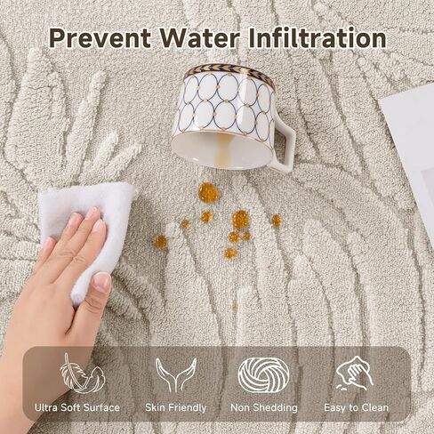Pauwer Area Rugs for Living Room 9x12, Machine Washable Non Slip Neutral Boho Modern Rug, Soft Fluffy Carpet for Bedroom Dining Room Nursery Office Indoor Farmhouse, Beige in Saudi Arabia