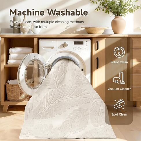 Pauwer Area Rugs for Living Room 9x12, Machine Washable Non Slip Neutral Boho Modern Rug, Soft Fluffy Carpet for Bedroom Dining Room Nursery Office Indoor Farmhouse, Beige in Saudi Arabia