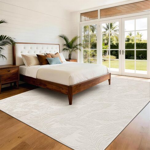 Pauwer Area Rugs for Living Room 9x12, Machine Washable Non Slip Neutral Boho Modern Rug, Soft Fluffy Carpet for Bedroom Dining Room Nursery Office Indoor Farmhouse, Beige in Saudi Arabia
