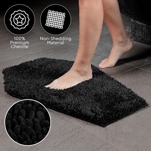 Coffin Bath Mat + Toilet Rug 2 Piece Set - Gothic Bathroom Decor Chenille - 24 Inches By 20 Soft, Thick, Water Absorbent, Machine Washable with Non-Slip PVC Backing U Shaped in Saudi Arabia