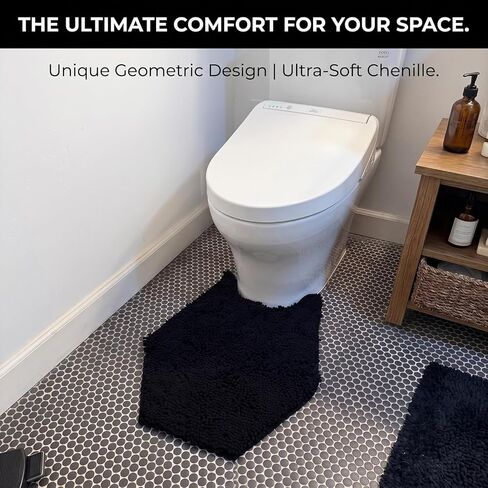 Coffin Bath Mat + Toilet Rug 2 Piece Set - Gothic Bathroom Decor Chenille - 24 Inches By 20 Soft, Thick, Water Absorbent, Machine Washable with Non-Slip PVC Backing U Shaped in Saudi Arabia