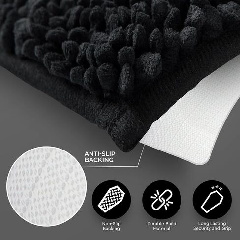 Coffin Bath Mat + Toilet Rug 2 Piece Set - Gothic Bathroom Decor Chenille - 24 Inches By 20 Soft, Thick, Water Absorbent, Machine Washable with Non-Slip PVC Backing U Shaped in Saudi Arabia