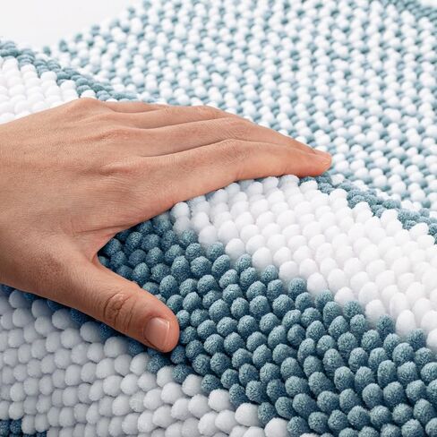 BSICPRO Bathroom Rugs, 24x16 Inch Extra Soft Absorbent Shaggy Chenille Bath Rugs, Non Slip Backing Quick Dry Machine Washable Modern Bath Mat for Bathroom Floor, Home Decor Accessories,Denim Blue in Saudi Arabia