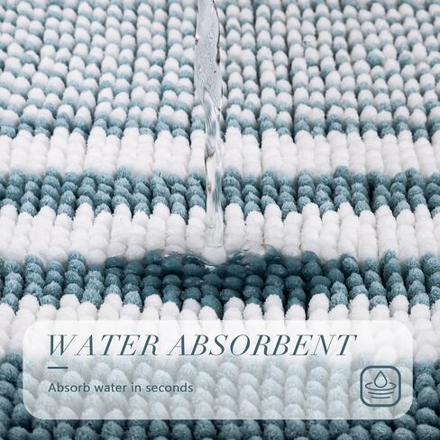 BSICPRO Bathroom Rugs, 24x16 Inch Extra Soft Absorbent Shaggy Chenille Bath Rugs, Non Slip Backing Quick Dry Machine Washable Modern Bath Mat for Bathroom Floor, Home Decor Accessories,Denim Blue in Saudi Arabia