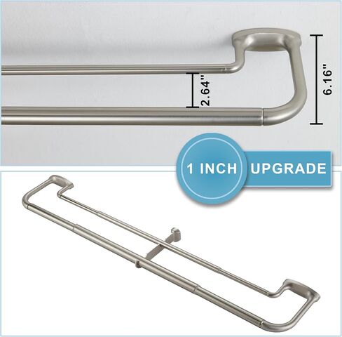 Double Curtain Rods, Wrap Around Curtain Rod for Windows, Internal Splicing 1'' Front and 5/8'' Back Adjustable Curtain Rod with Aluminum Finials and Brackets (Brushed Nickel, 28-56") in Saudi Arabia