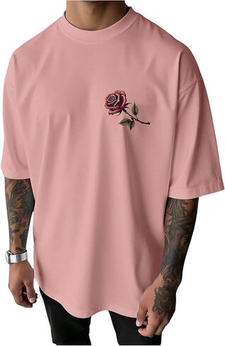 RoseSeek Men's Letter Graphic Tees Crew Neck Short Sleeve T Shirts Casual Streetwear in Kuwait