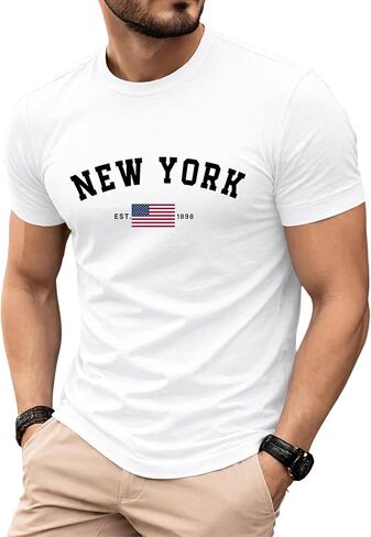 KESIHAN New York USA Flag Mens T Shirt NYC 1898 Vintage Casual Unisex Graphic Tees in Saudi Arabia