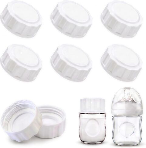 (8-PCs) Travel Bottle Caps Compatible with Avent Bottles-Baby Bottle Lid-Bottle Lids Replacement-Travel Caps-Rewritable Sealing Discs for Avent Wide Mouth Bottles (8) in Kuwait