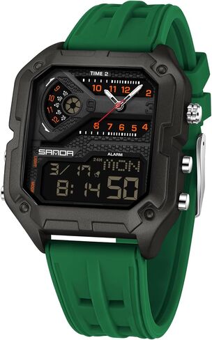 Mens Watch for Men Digital Sport Watch Rectangle Large-Dial Watches Waterproof Watches with Alarms/Countdown/Stopwatch/Digital-Analog/Dual Time/Light/Military Multifunctional Wrist Watch in Saudi Arabia