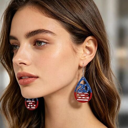 1776 2026 USA 250th Independence Day Earrings Patriotic American Flag Acrylic Teardrop Dangle Earrings for Women 4th of July Jewelry Gifts in Saudi Arabia