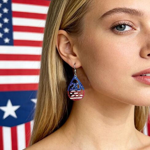 1776 2026 USA 250th Independence Day Earrings Patriotic American Flag Acrylic Teardrop Dangle Earrings for Women 4th of July Jewelry Gifts in Saudi Arabia