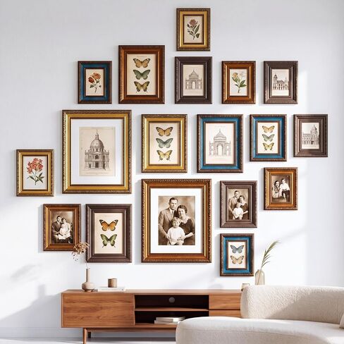 Kathfly 20 Pack Vintage Picture Frames for Wall or Tabletop Display Ornate Vintage Picture Frame 8x10 5x7 4x6 3.5x5 French Country Photo Frame for Gallery Farmhouse Bedroom Living Room Decor(Retro) in Kuwait