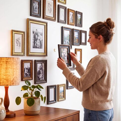 Kathfly 20 Pack Vintage Picture Frames for Wall or Tabletop Display Ornate Vintage Picture Frame 8x10 5x7 4x6 3.5x5 French Country Photo Frame for Gallery Farmhouse Bedroom Living Room Decor(Retro) in Kuwait