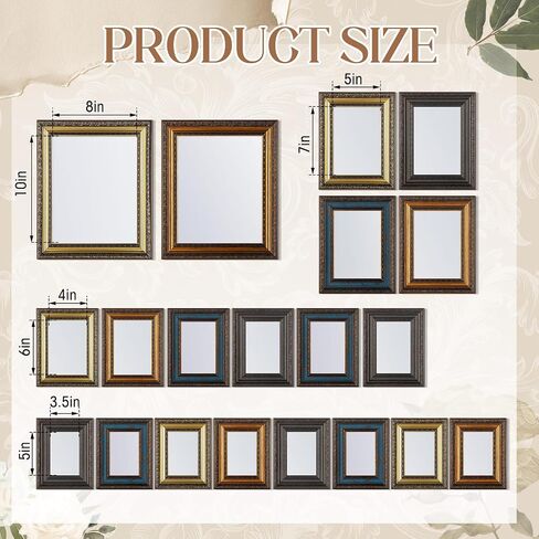 Kathfly 20 Pack Vintage Picture Frames for Wall or Tabletop Display Ornate Vintage Picture Frame 8x10 5x7 4x6 3.5x5 French Country Photo Frame for Gallery Farmhouse Bedroom Living Room Decor(Retro) in Kuwait