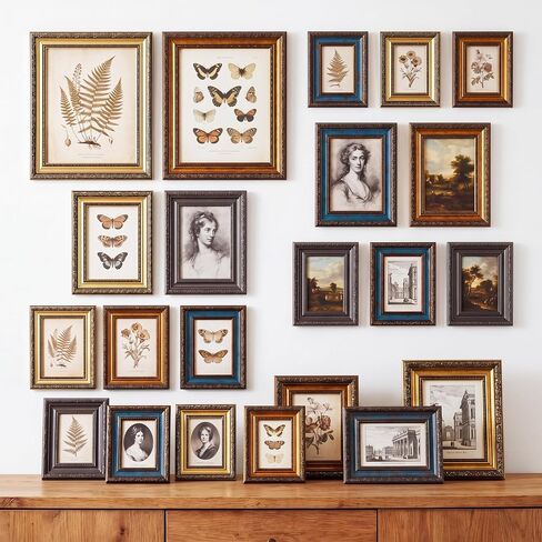 Kathfly 20 Pack Vintage Picture Frames for Wall or Tabletop Display Ornate Vintage Picture Frame 8x10 5x7 4x6 3.5x5 French Country Photo Frame for Gallery Farmhouse Bedroom Living Room Decor(Retro) in Kuwait