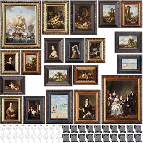 Kathfly 20 Pack Vintage Picture Frames for Wall or Tabletop Display Ornate Vintage Picture Frame 8x10 5x7 4x6 3.5x5 French Country Photo Frame for Gallery Farmhouse Bedroom Living Room Decor(Retro) in Kuwait