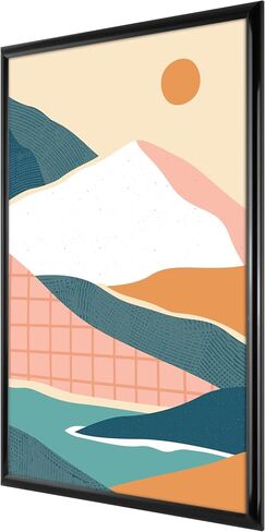 20x30 black wall-mounted picture frame with rounded corners; can be displayed vertically or horizontally; made of glass; ideal for displaying posters, art prints, and photos in Kuwait