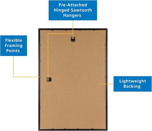 20x30 black wall-mounted picture frame with rounded corners; can be displayed vertically or horizontally; made of glass; ideal for displaying posters, art prints, and photos in Kuwait