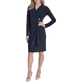 DKNY Women's Long Sleeve Surplice Neck Sheath Dress in Saudi Arabia