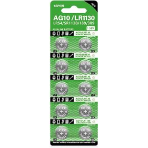LR1130 AG10 l1131f Battery l1131c SG10 389 189 LR54 V10GA Premium Alkaline Button Coin Cell Batteries【5-Year Shelf Life】(10 Count) in Saudi Arabia