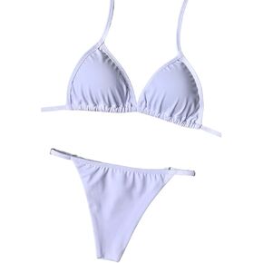 Orquídea Women's Cheeky Bikini Set, Triangle Top Two Piece Swimsuit, Low Rise White Swimwear in Saudi Arabia