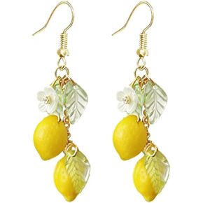 Flower Dangle Earrings for Women Resin Yellow Lemon Earring Fairy Minimal Fashion Fruits Summer Refreshing Seaside Idyllic Holiday Earrings in Saudi Arabia