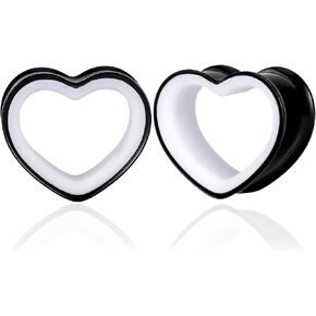 DOEARKO 2PCS Heart Stainless Steel Outer Ring & PLA Inner Plug Ear Gauges (0g/8mm - 1"/25mm) Hypoallergenic Double Material for Stretched Ears Lightweight & Breathable Plugs in Saudi Arabia