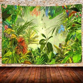 Tropical Rainforest Landscape Tapestry, Jungle Tiger Plant Natural Scenery Tapestry Wall Hanging, Bed Cover Mural Home Decor 80X60 Inches GTLSUH274 in Saudi Arabia
