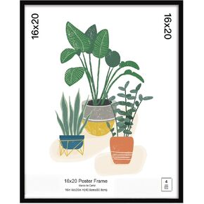 16x20 Black Wall Picture Frame, Lightweight Plastic Poster Frame with Hanging Kit in Kuwait