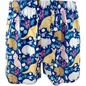 ROCK ATOLL Men's Traditional Cotton Boxer Shorts in Fun Unusual Pattern & Bold Prints (Medium, Blue Kangaroo Print) in Saudi Arabia
